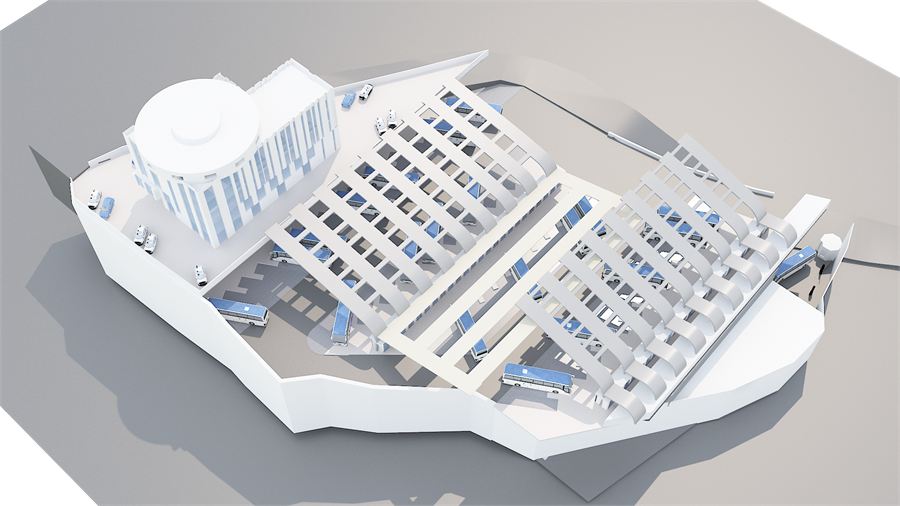 Bus terminal — aerial view